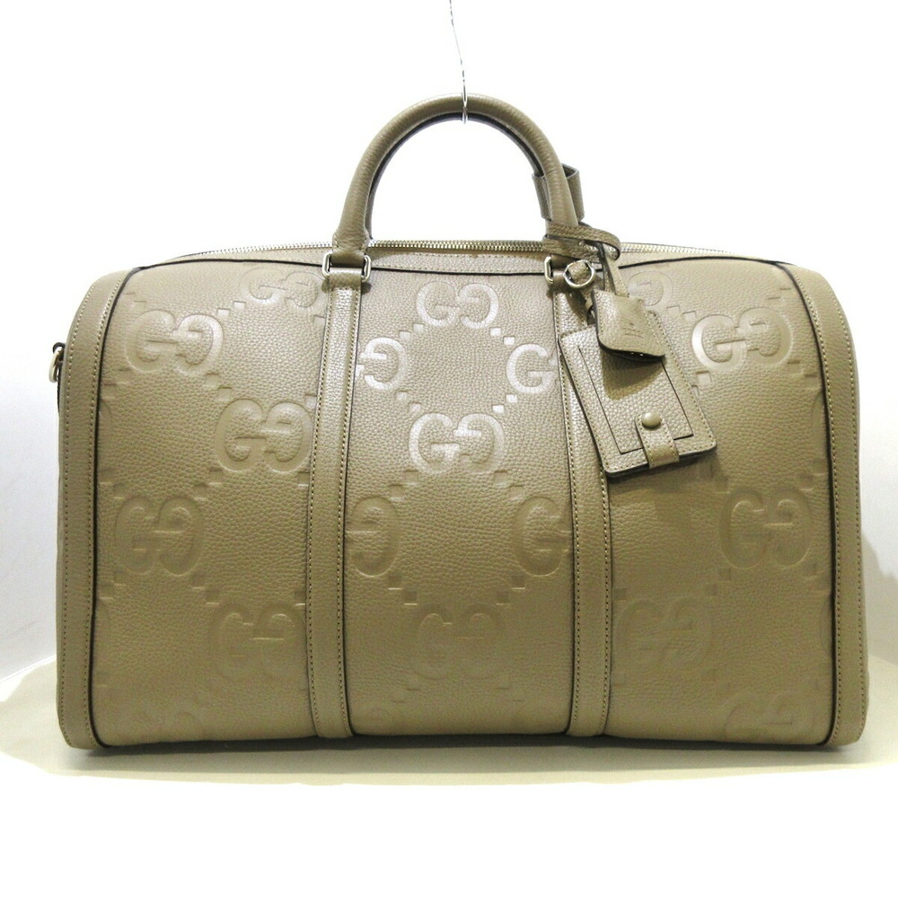 Gucci Jumbo GG Small Leather Boston Bag Taupe